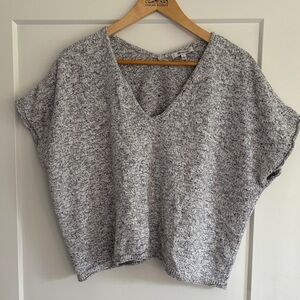 Madewell Heathered Gray V-Neck Short Sleeve Top